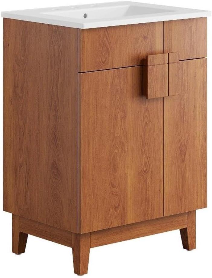 Modway Miles Vanity, White Walnut