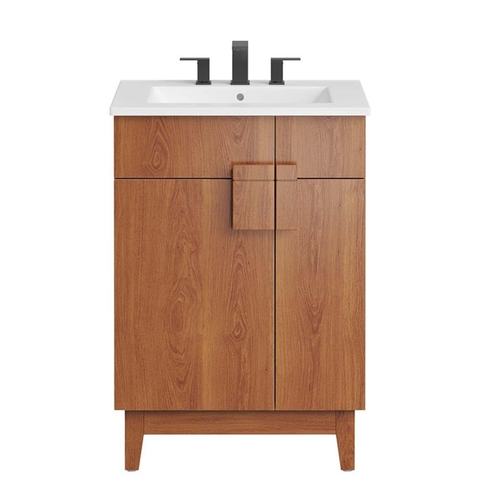 Modway Miles Vanity, White Walnut