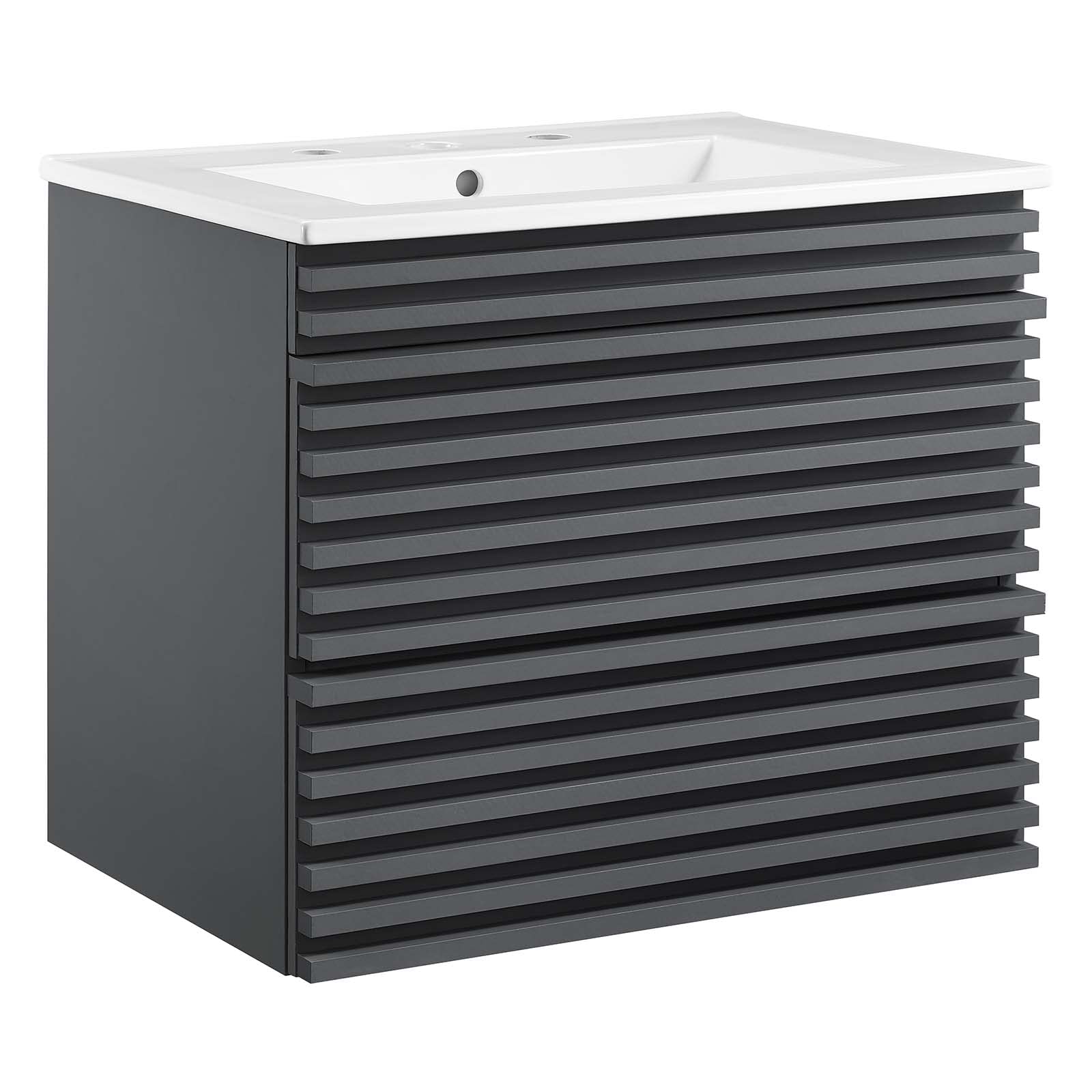 Modway Render 30" Wall-Mount Bathroom Vanity in Oak White