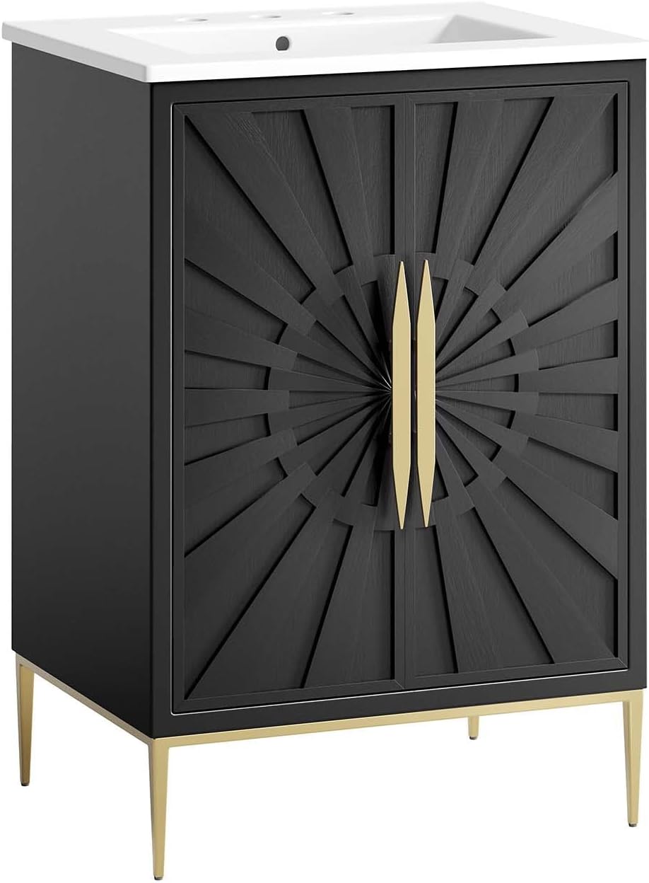 Modway Awaken Bathroom Vanity Cabinet, 24", White Black