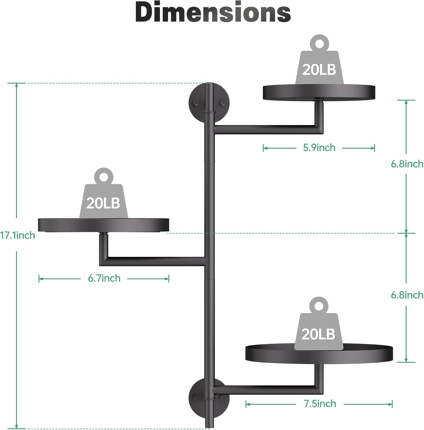 YQSLYSF Window Rotating Plant Stand Shelf Indoor Black Metal Floating Shelves 3-Tier Wall Mount Plant Holders for Living Room Wall Planter Modern Home Decor for Gardening