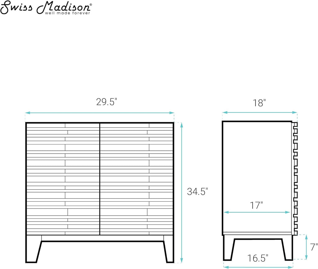 Swiss Madison Cascade 30" Freestanding Bathroom Vanity Cabinet Without Top in White Oak