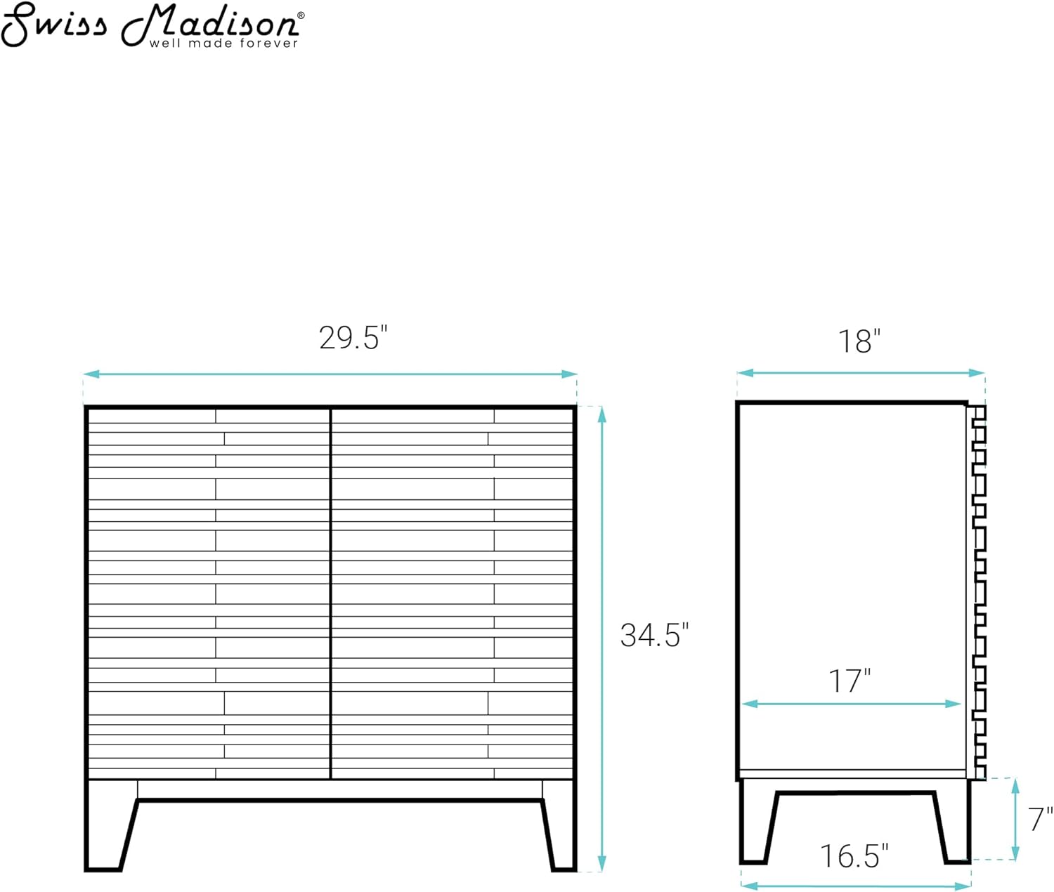 Swiss Madison Cascade 30" Freestanding Bathroom Vanity Cabinet Without Top in White Oak