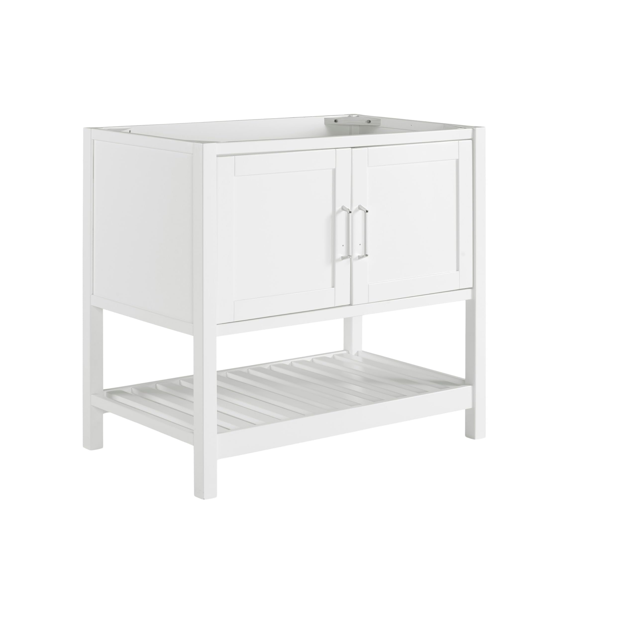 Alaterre Furniture Bennet Bathroom Vanity Cabinet with Soft-Close Shaker Doors and Open Shelf – 48-Inch Freestanding Bathroom Vanity Without Sink – Wood Bathroom Sink Base Cabinet (White)