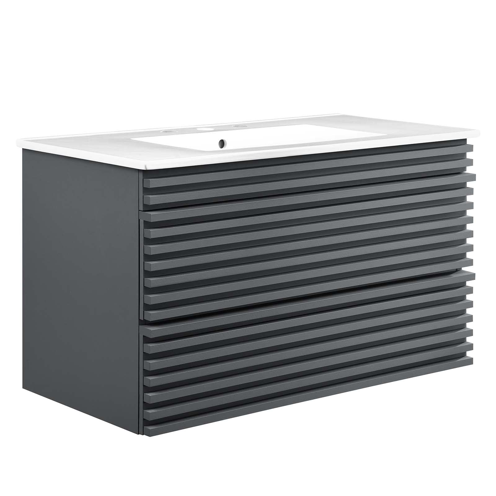 Modway Render 30" Wall-Mount Bathroom Vanity in Oak White