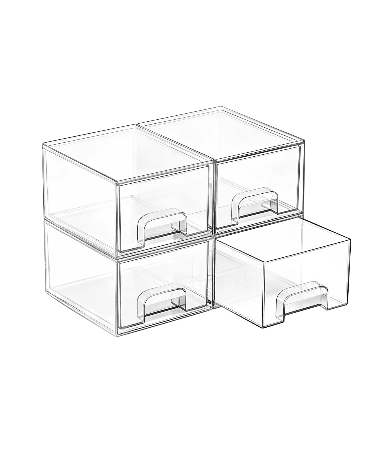 Vtopmart 2 Pack Small Clear Stackable Storage Drawers,Acrylic Bathroom Makeup Organizer,Plastic Storage Bins For Vanity, Undersink, Kitchen Cabinets, Pantry, Home Organization