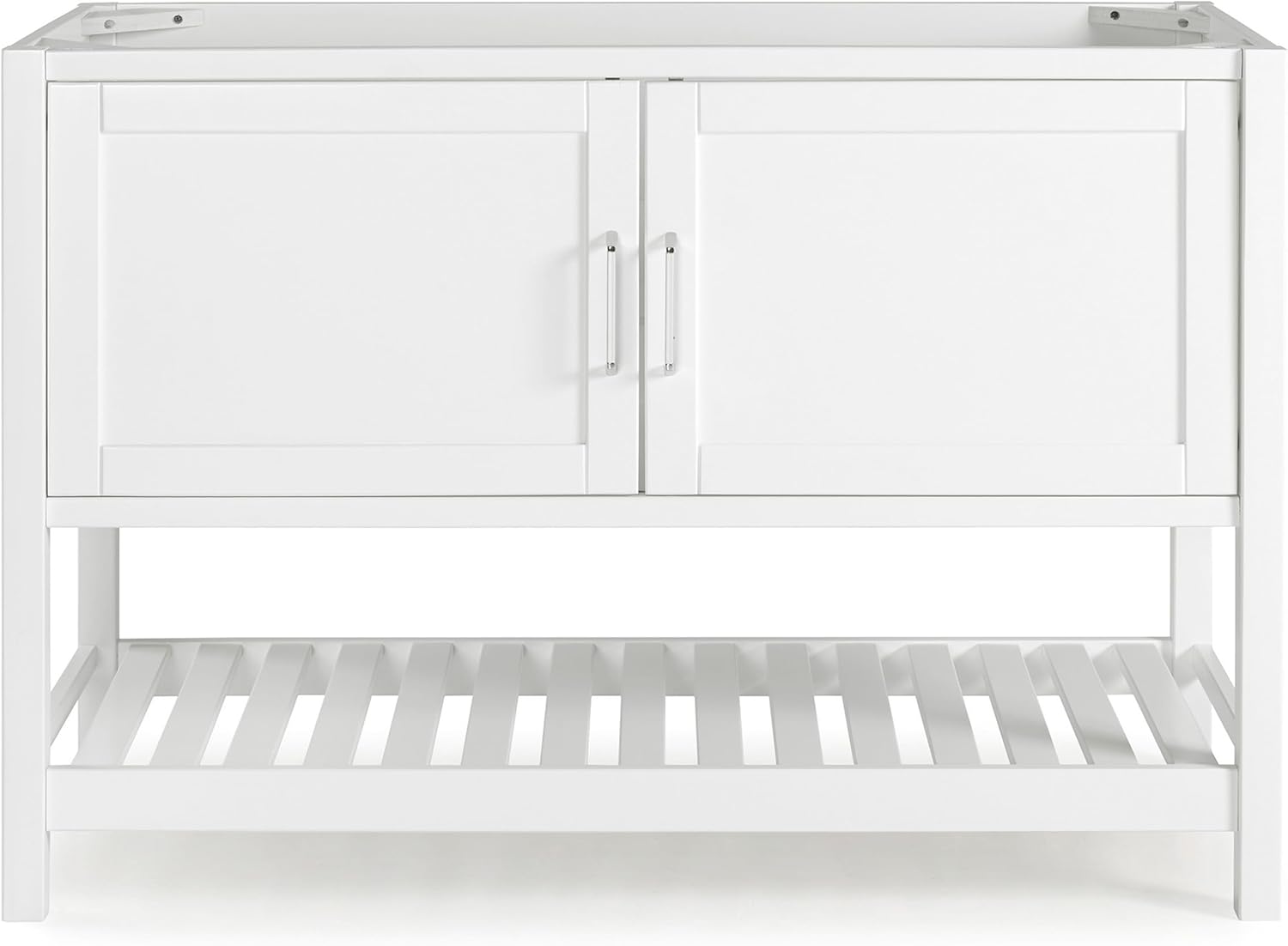 Alaterre Furniture Bennet Bathroom Vanity Cabinet with Soft-Close Shaker Doors and Open Shelf – 48-Inch Freestanding Bathroom Vanity Without Sink – Wood Bathroom Sink Base Cabinet (White)