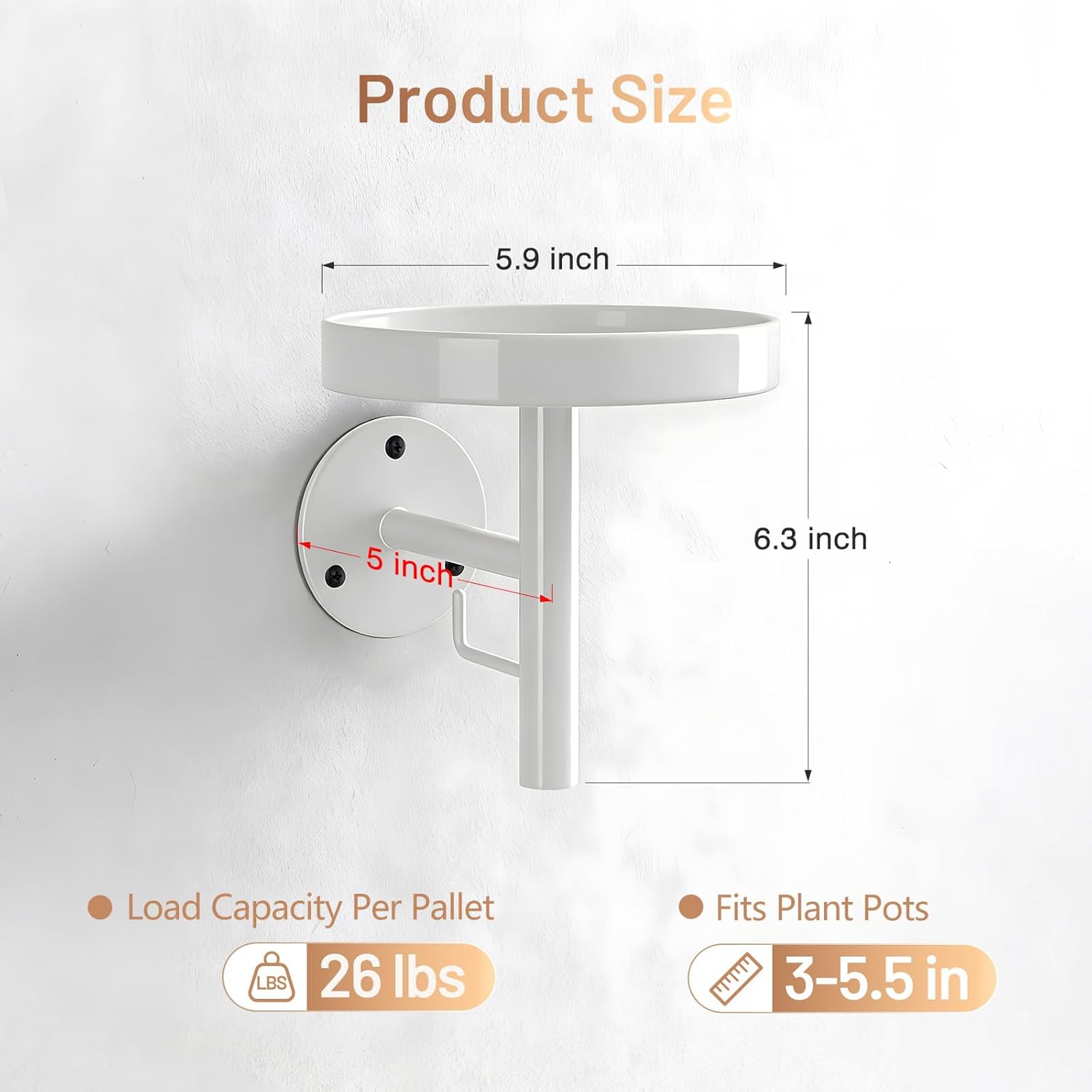 YUOROS 3 Pack Wall Planters for Indoor Plants Hanging Shelf Wall Mounted Plant Hanging Holder (White)