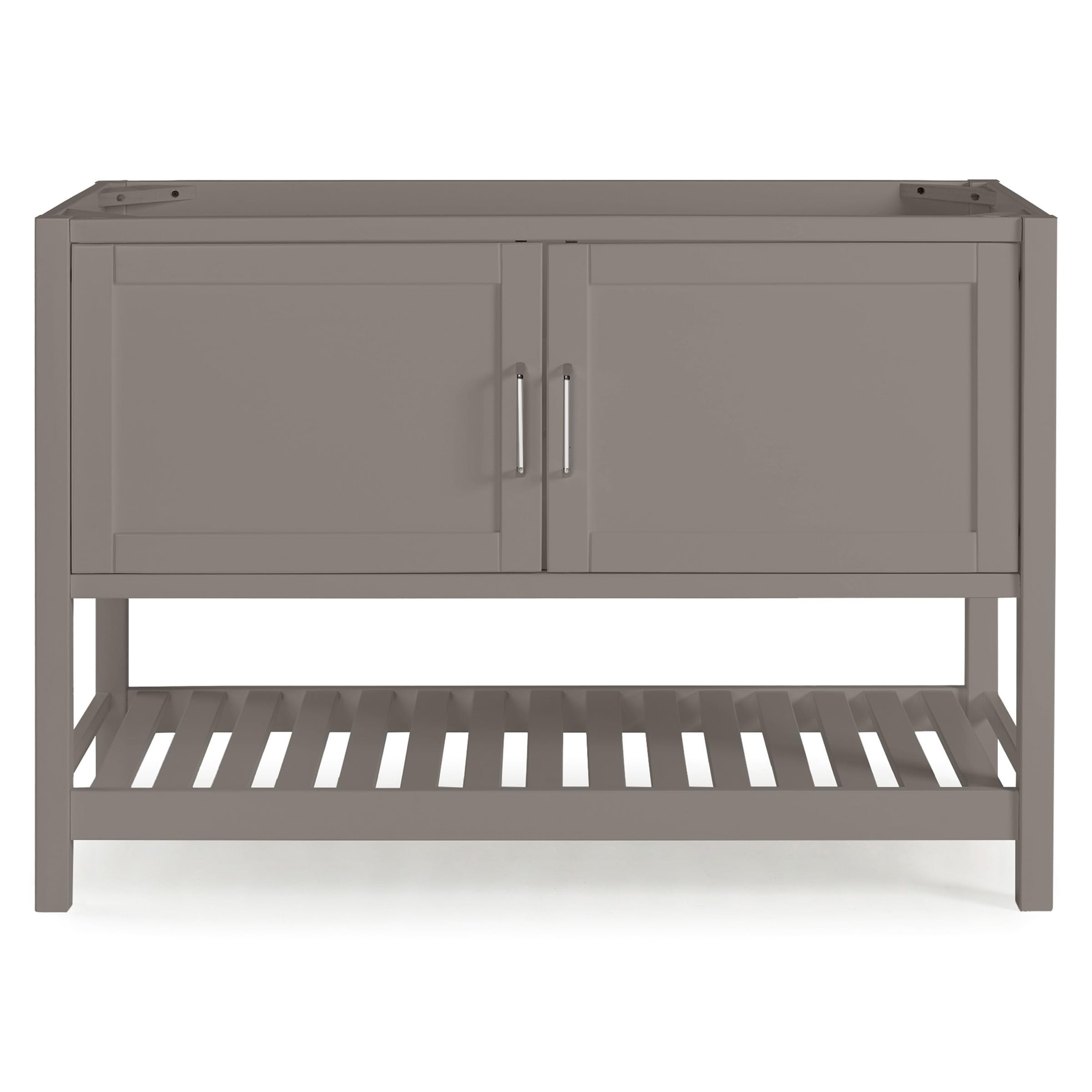 Alaterre Furniture Bennet Bathroom Vanity Cabinet with Soft-Close Shaker Doors and Open Shelf – 48-Inch Freestanding Bathroom Vanity Without Sink – Wood Bathroom Sink Base Cabinet (White)