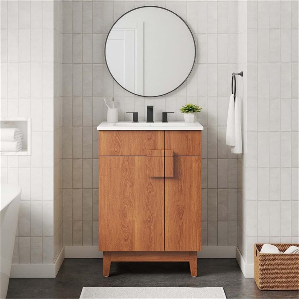 Modway Miles Vanity, White Walnut