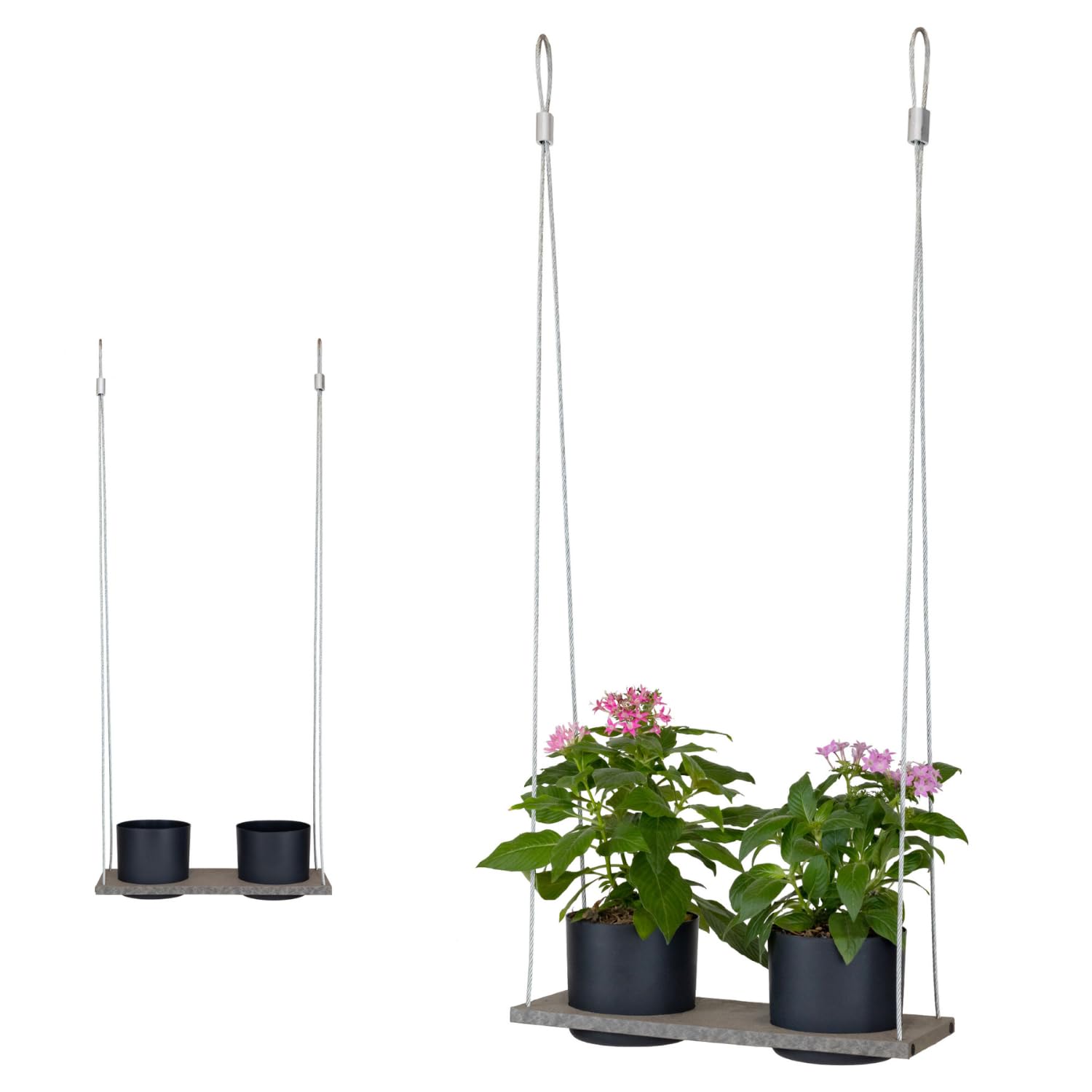 Urban Garden Decor with Pots Included, Hanging Planters for Indoor Outdoor Plants, Hanging Flowerpots, Wall Hanging Plant Holder Window Plant Shelves (Stone Gray, Shelf 4 Pots)