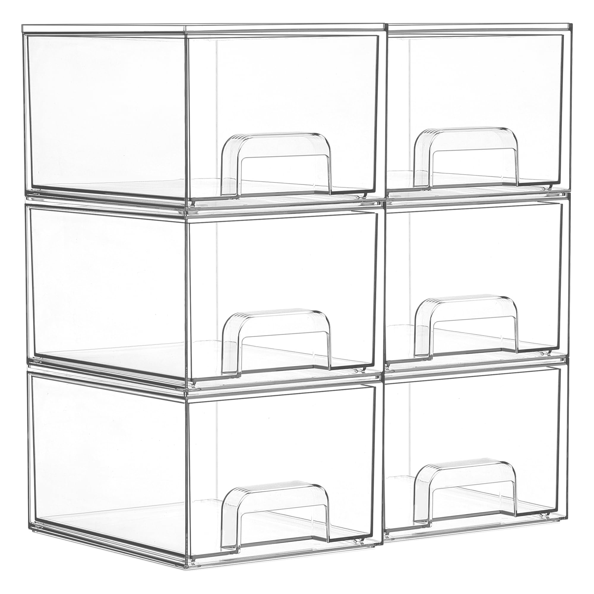 Vtopmart 2 Pack Small Clear Stackable Storage Drawers,Acrylic Bathroom Makeup Organizer,Plastic Storage Bins For Vanity, Undersink, Kitchen Cabinets, Pantry, Home Organization