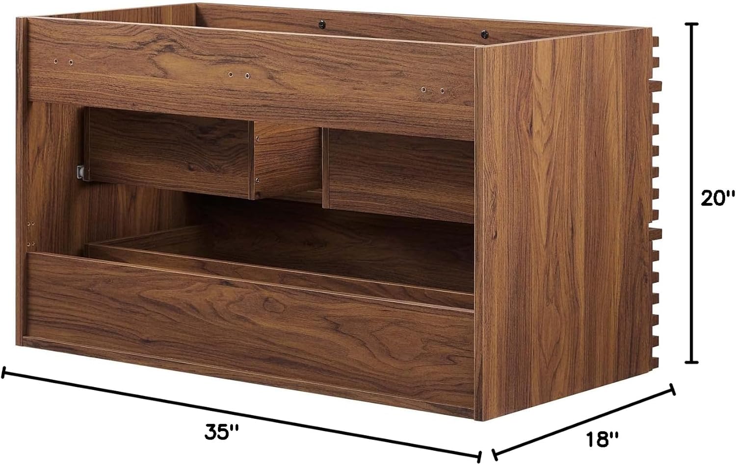 Modway Render 36" Wall-Mount Bathroom Vanity Cabinet in Walnut - Sink Basin Not Included
