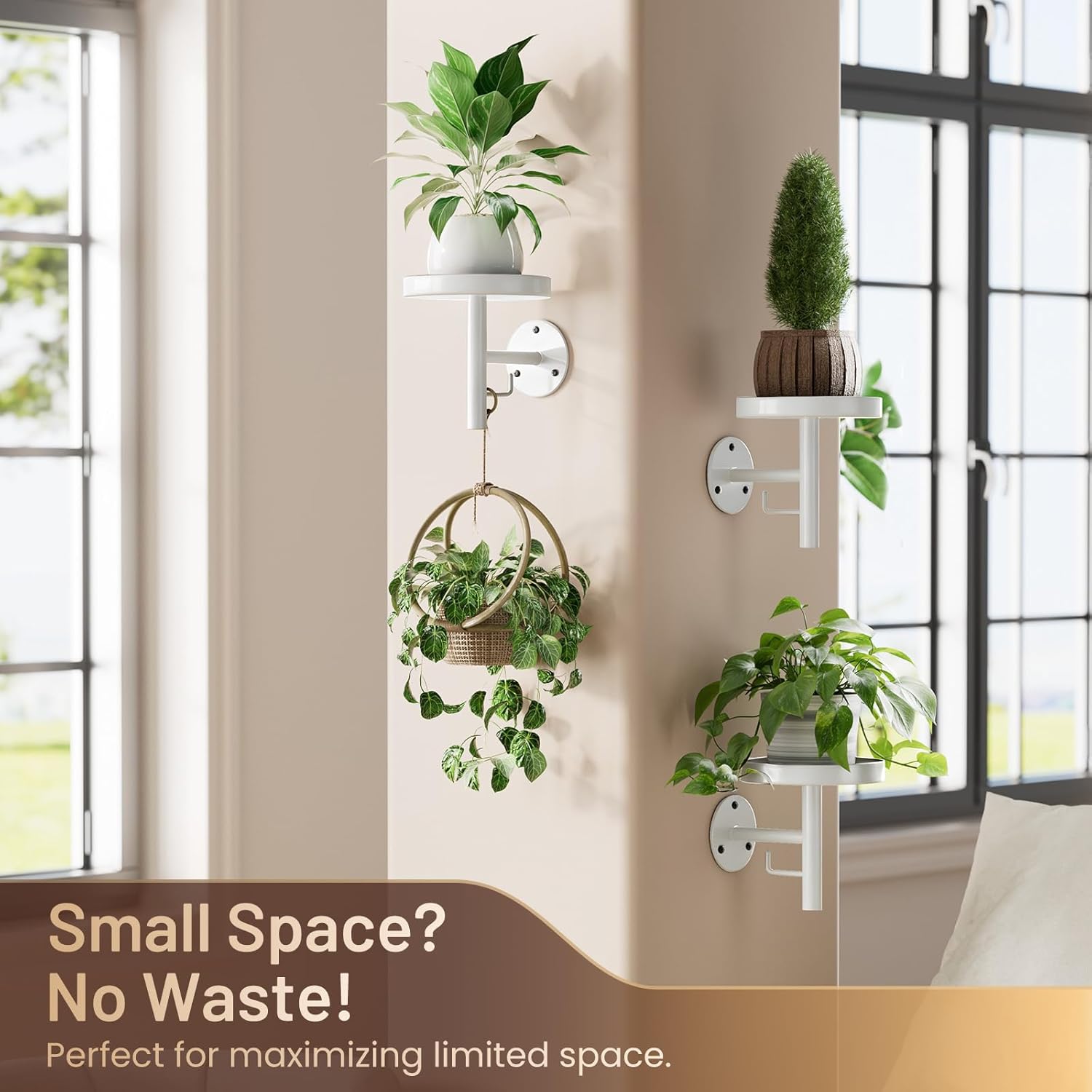 YUOROS 3 Pack Wall Planters for Indoor Plants Hanging Shelf Wall Mounted Plant Hanging Holder (White)