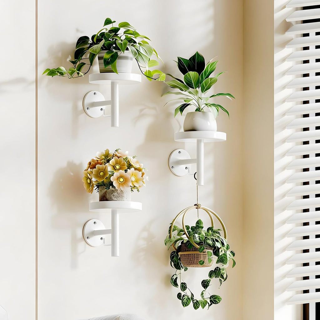 YUOROS 3 Pack Wall Planters for Indoor Plants Hanging Shelf Wall Mounted Plant Hanging Holder (White)
