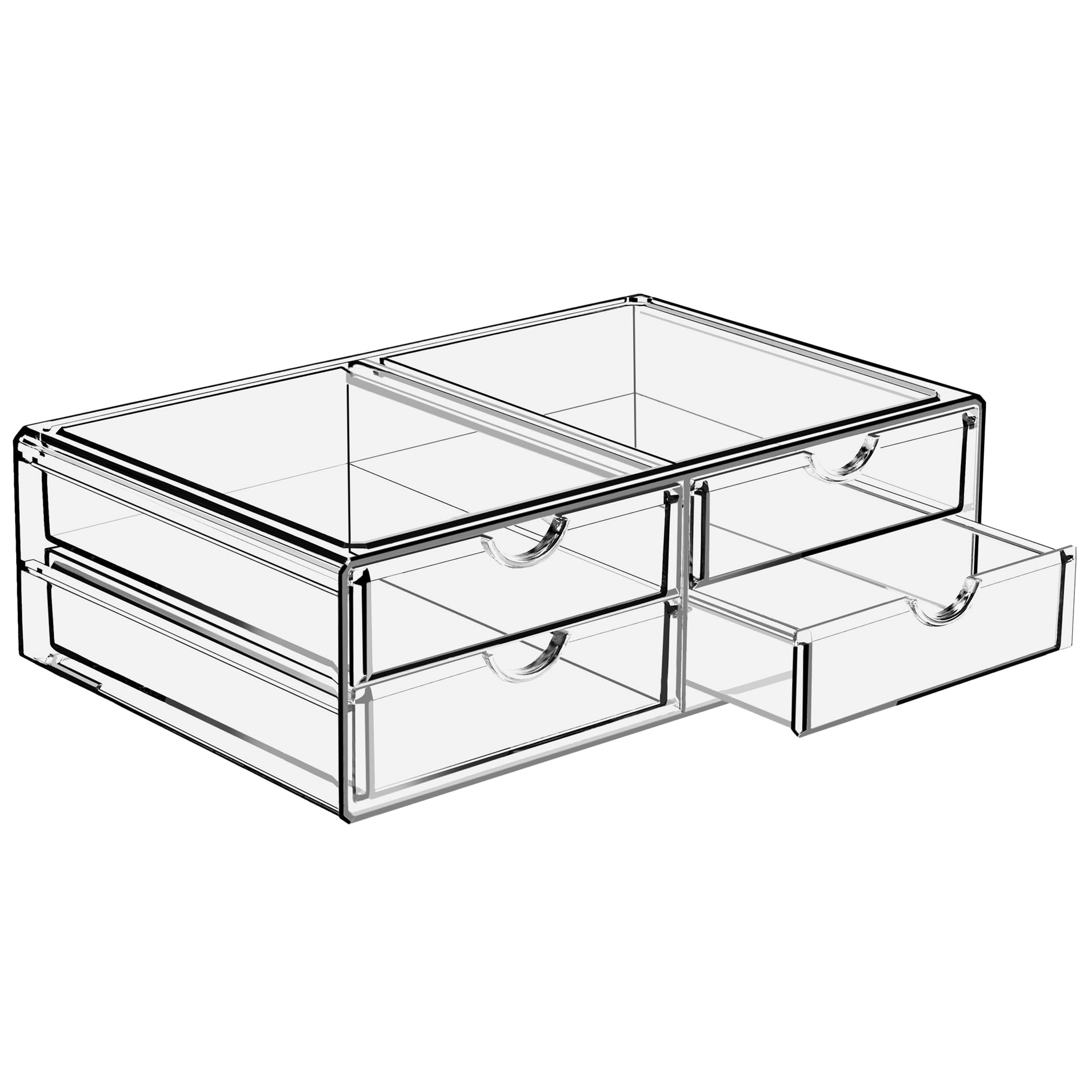 Sorbus Large Stackable Acrylic Drawers - 1 Clear Storage Drawers for Organizing Make up, Nail Polish, Hair Accessories, and Beauty Supplies - Makeup Organizer for Vanity, Bathroom Organizer Countertop