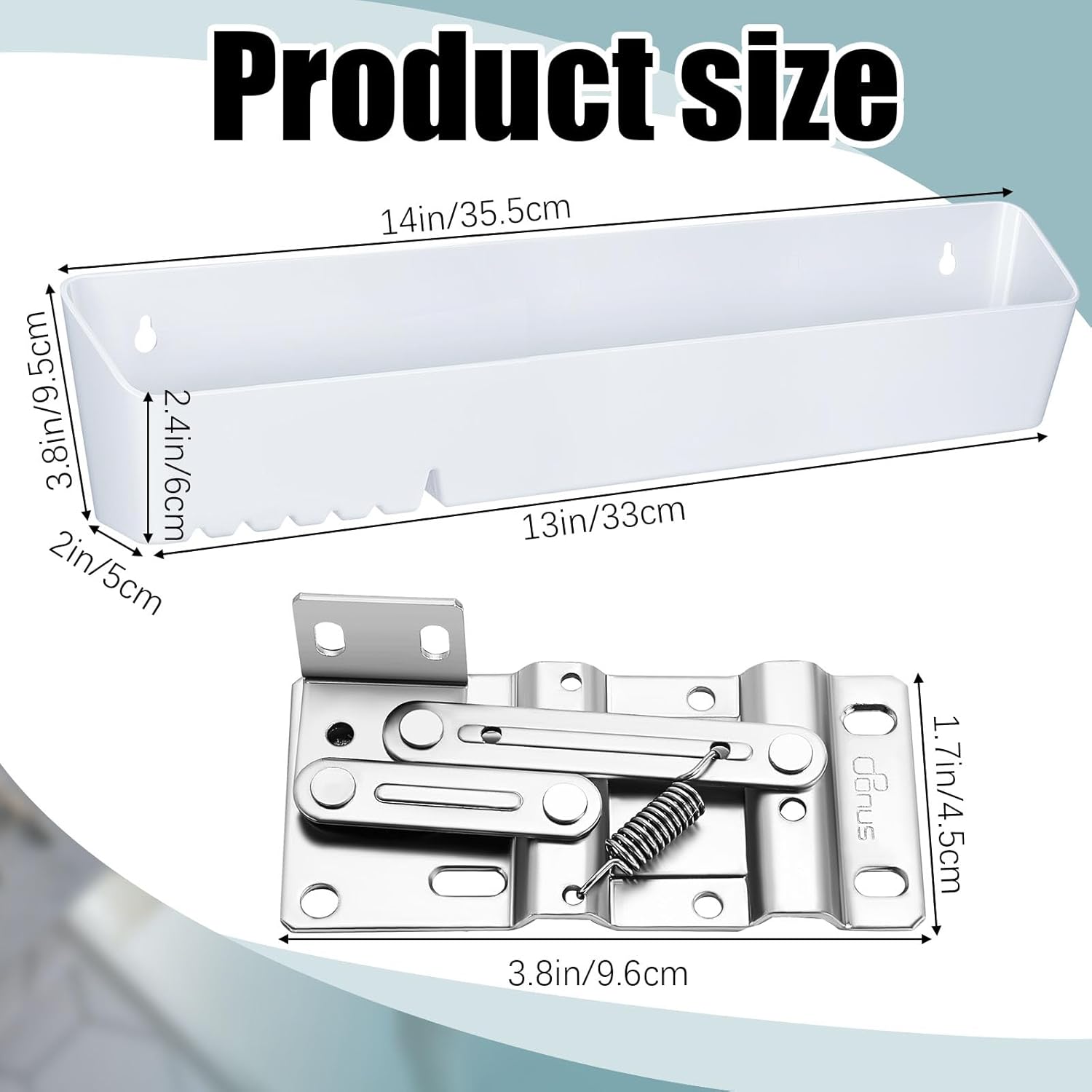 Umigy 2 Pack 14" Kitchen Sink Tip Out Tray, False Drawer Front Flip Tray with Hinges & Clips, Sink Sponge Soap Organizer for Kitchen Bathroom, White