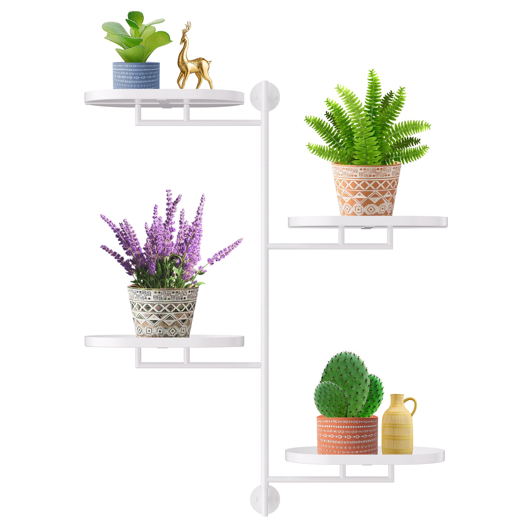 YQSLYSF Window Rotating Plant Stand Shelf Indoor Black Metal Floating Shelves 3-Tier Wall Mount Plant Holders for Living Room Wall Planter Modern Home Decor for Gardening