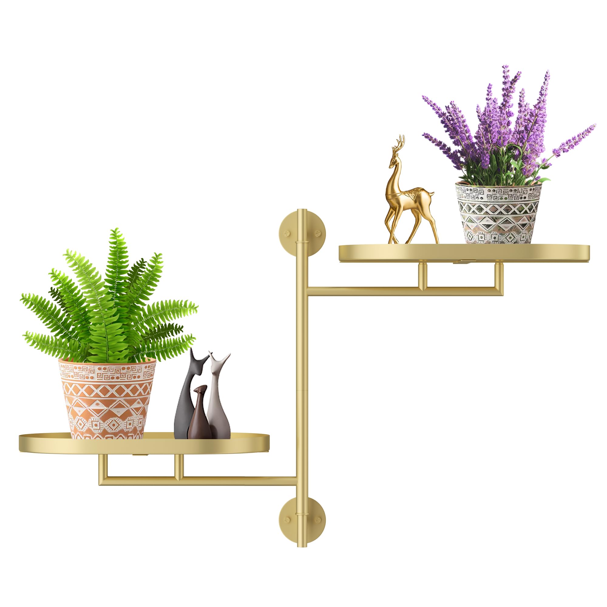 YQSLYSF Window Rotating Plant Stand Shelf Indoor Black Metal Floating Shelves 3-Tier Wall Mount Plant Holders for Living Room Wall Planter Modern Home Decor for Gardening