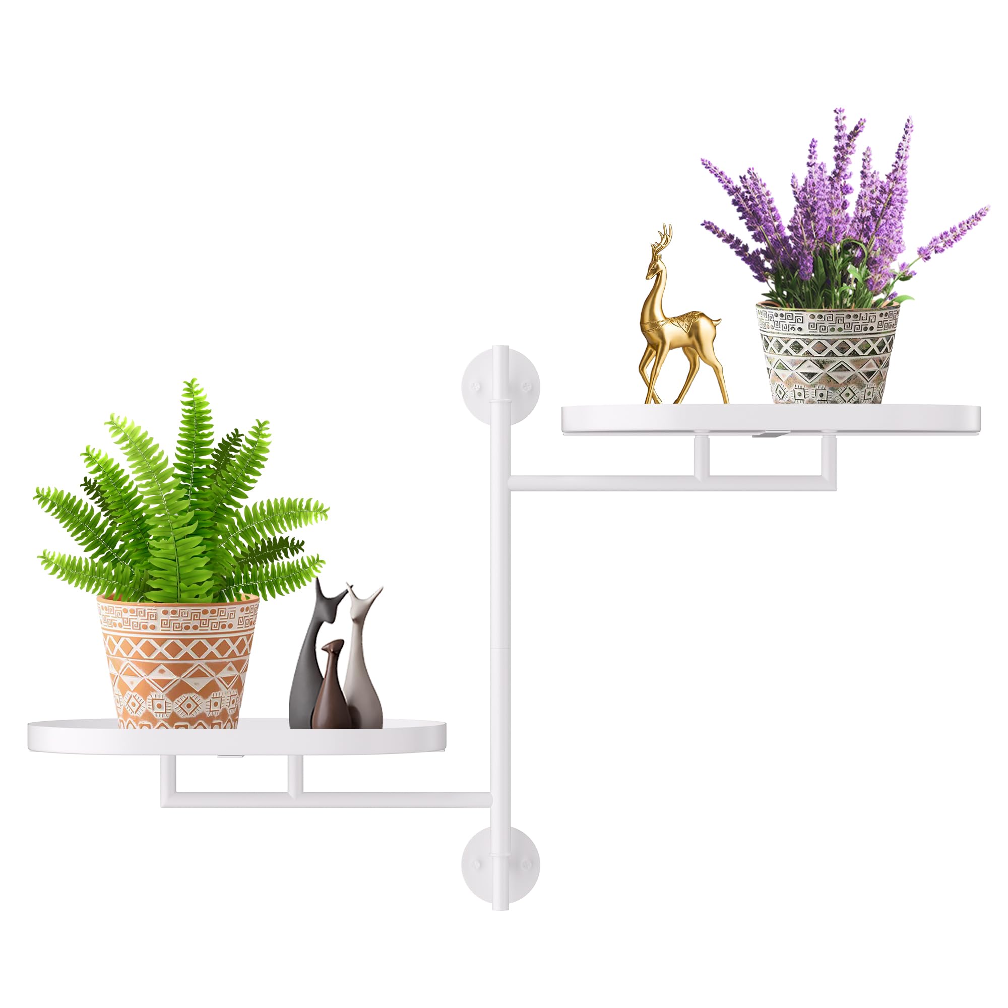 YQSLYSF Window Rotating Plant Stand Shelf Indoor Black Metal Floating Shelves 3-Tier Wall Mount Plant Holders for Living Room Wall Planter Modern Home Decor for Gardening