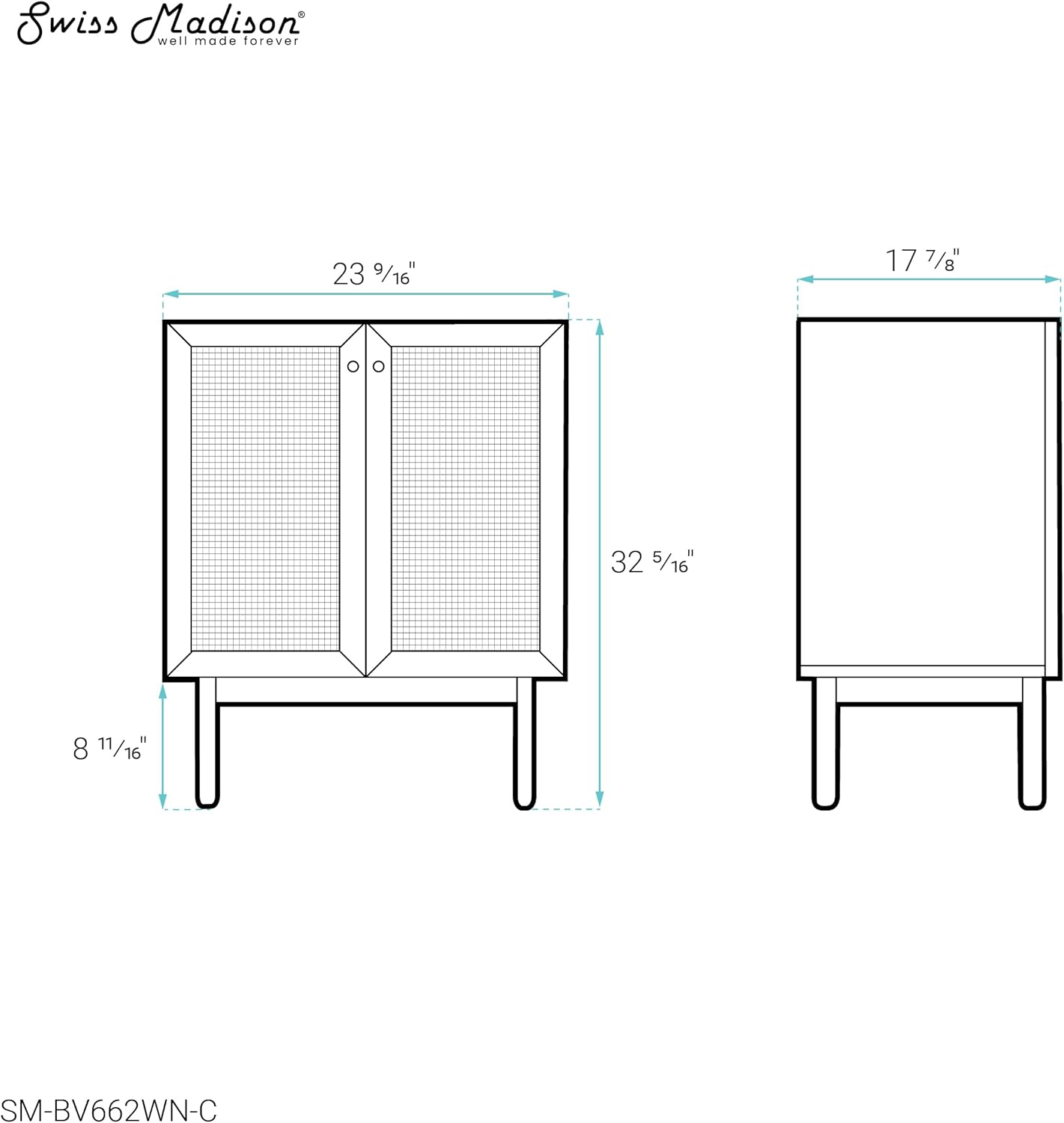 Swiss Madison Classe 24" Bathroom Vanity in Dark Walnut Cabinet Only Bath Sink Cabinet Sink Included