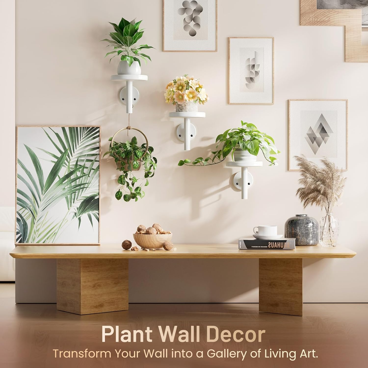 YUOROS 3 Pack Wall Planters for Indoor Plants Hanging Shelf Wall Mounted Plant Hanging Holder (White)