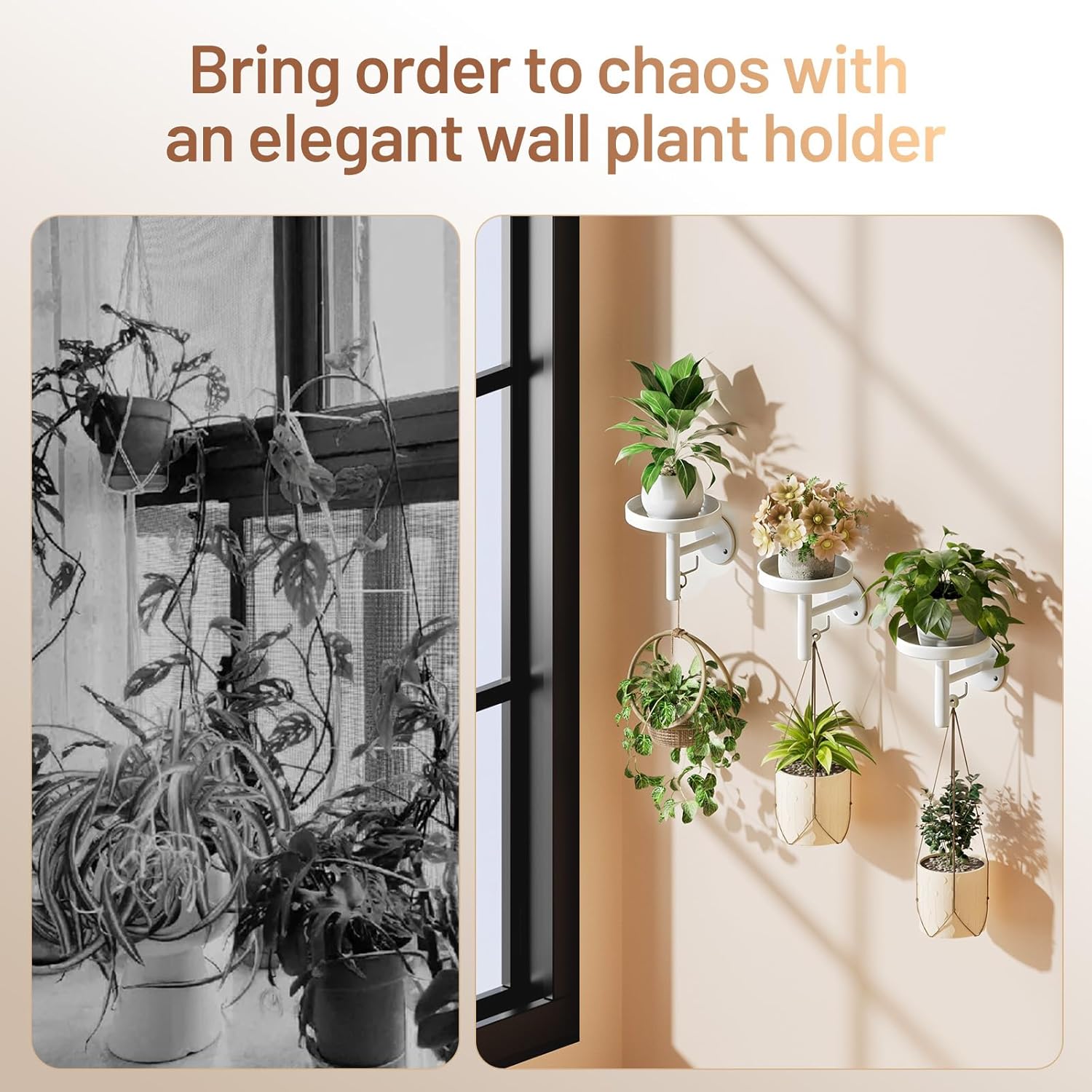 YUOROS 3 Pack Wall Planters for Indoor Plants Hanging Shelf Wall Mounted Plant Hanging Holder (White)