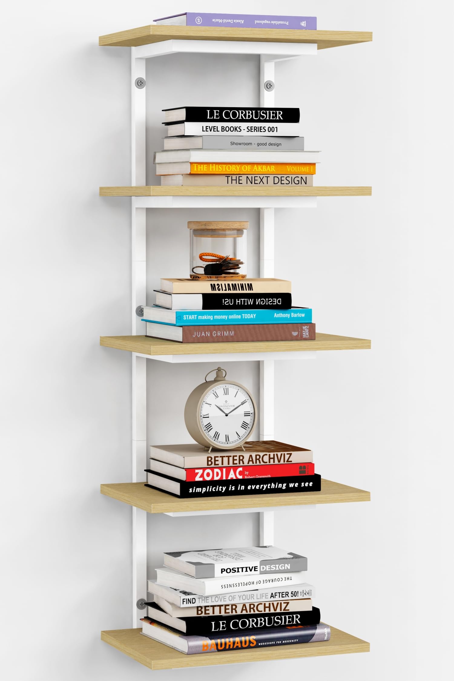 Harwaya 5 Tier Wall Bookshelf Unit for Bedroom Books, Large Floating Book Shelves Wall Mounted, Rustic Wood Lack Tiered Hanging Shelf for Kitchen Office Living Room Corner (Dark Brown)