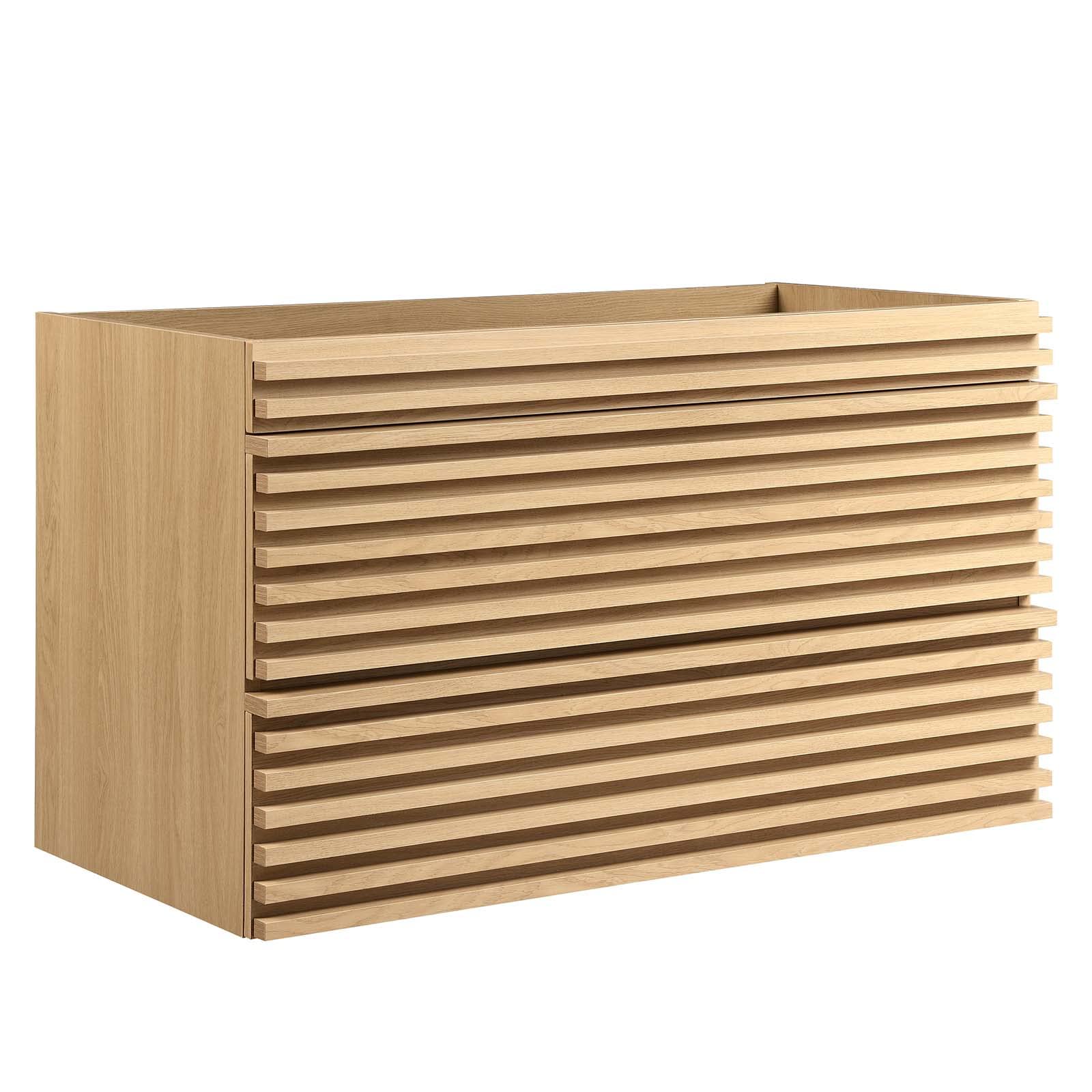 Modway Render 36" Wall-Mount Bathroom Vanity Cabinet in Walnut - Sink Basin Not Included