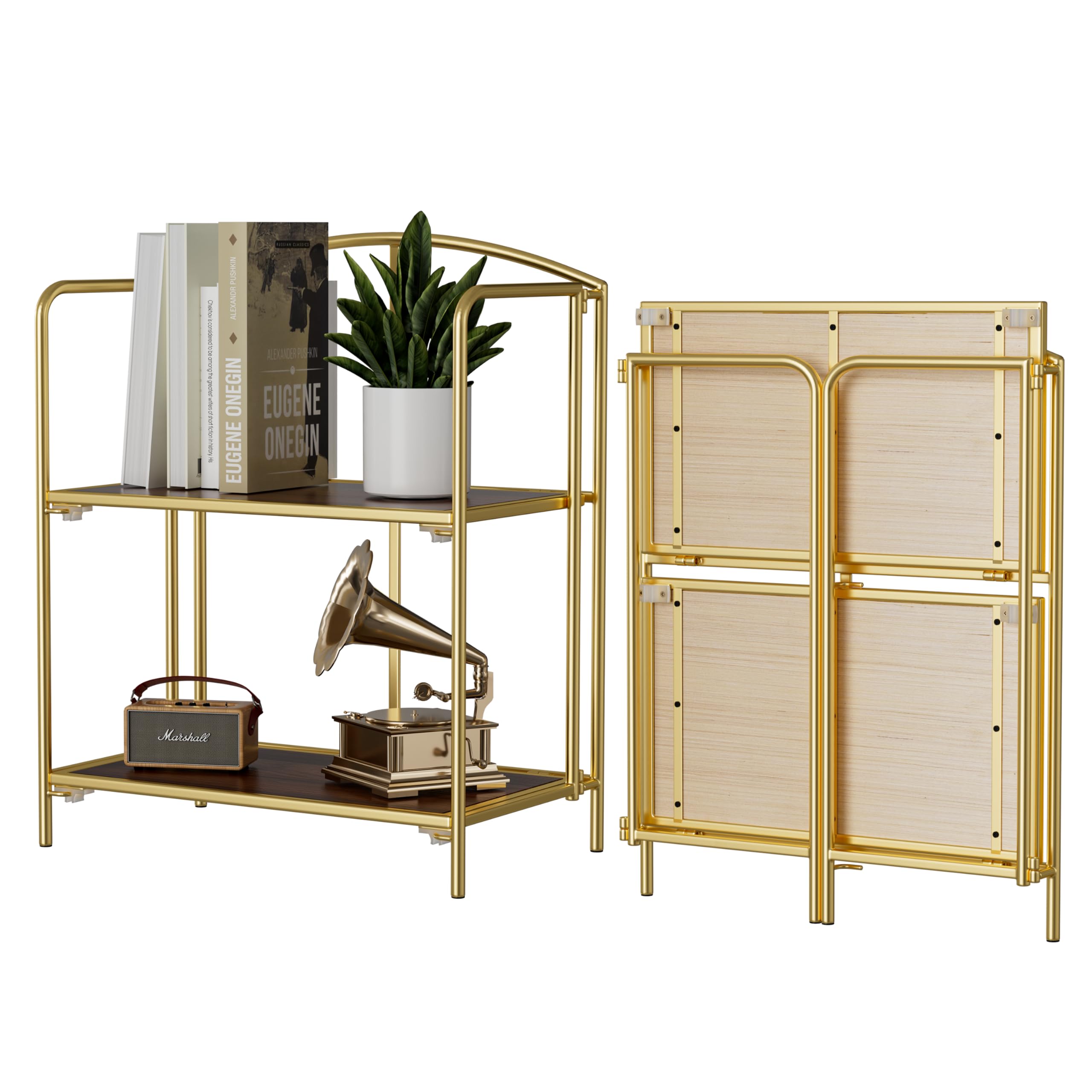 Crofy No Assembly Folding Bookshelf for Living Room, 5 Tier White Collapsible Book Shelf for Home Office, Portable Bookcase Storage Organizer