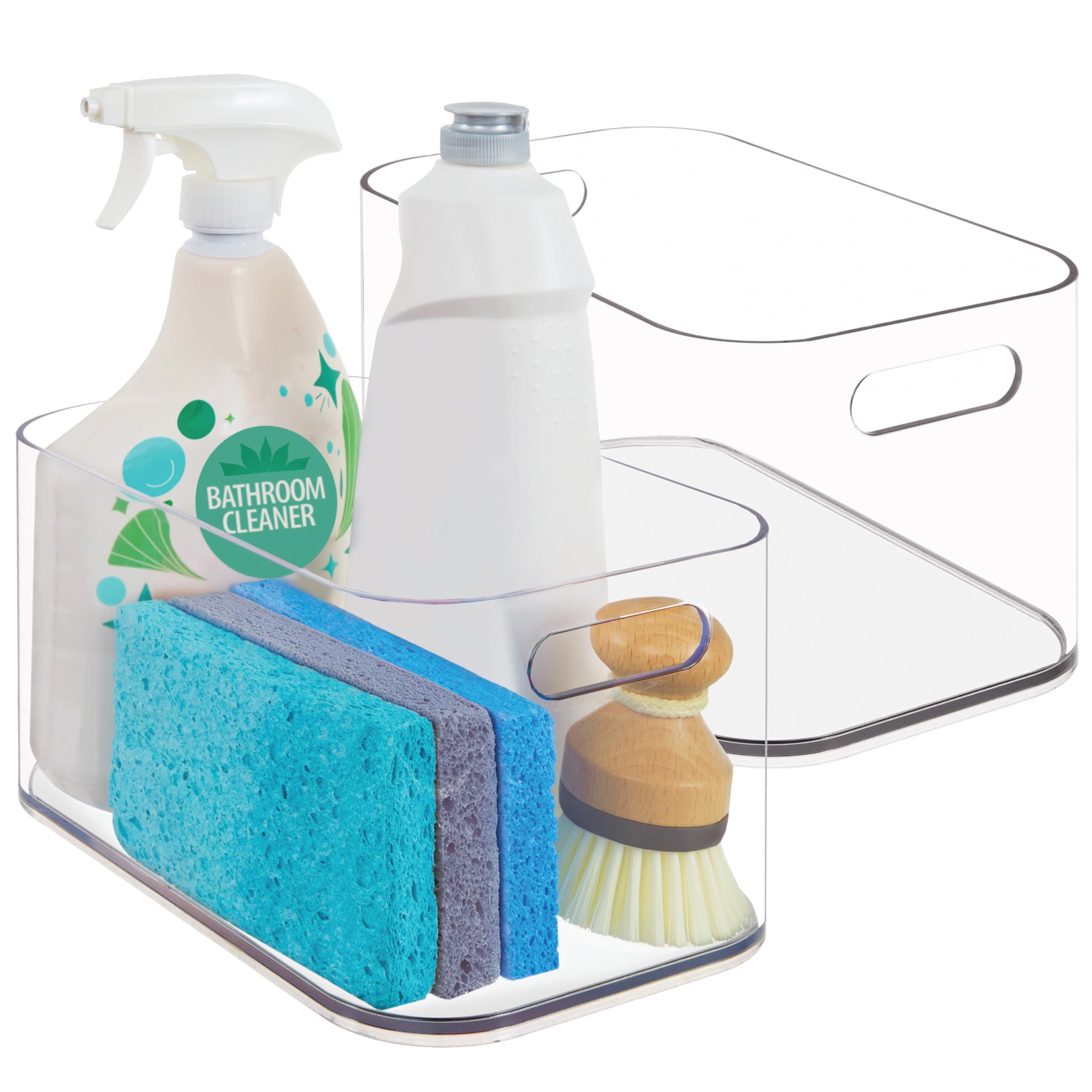 STORi Bliss 10" x 6" Open Clear Pantry Organizer Bin, Set of 4, Plastic Containers with Handle for Kitchen, Fridge, Cabinet, Closet, Bathroom, Undersink Storage Made in USA