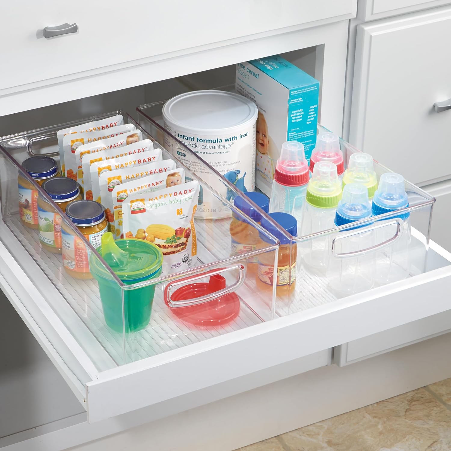 iDesign Stackable Storage Bin - Organizer Bin for Kitchen and Pantry, Clear, Made in USA