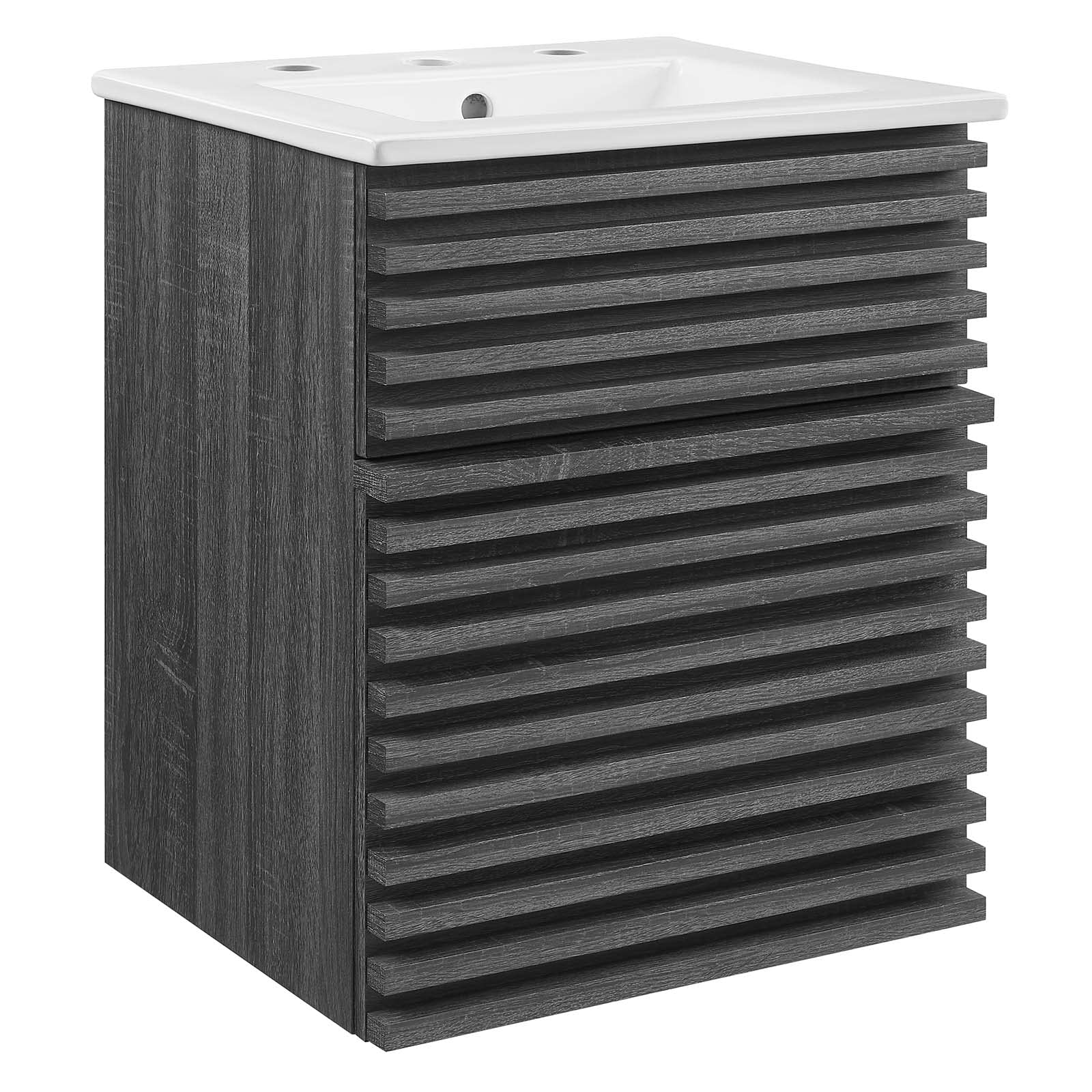 Modway Render 30" Wall-Mount Bathroom Vanity in Oak White