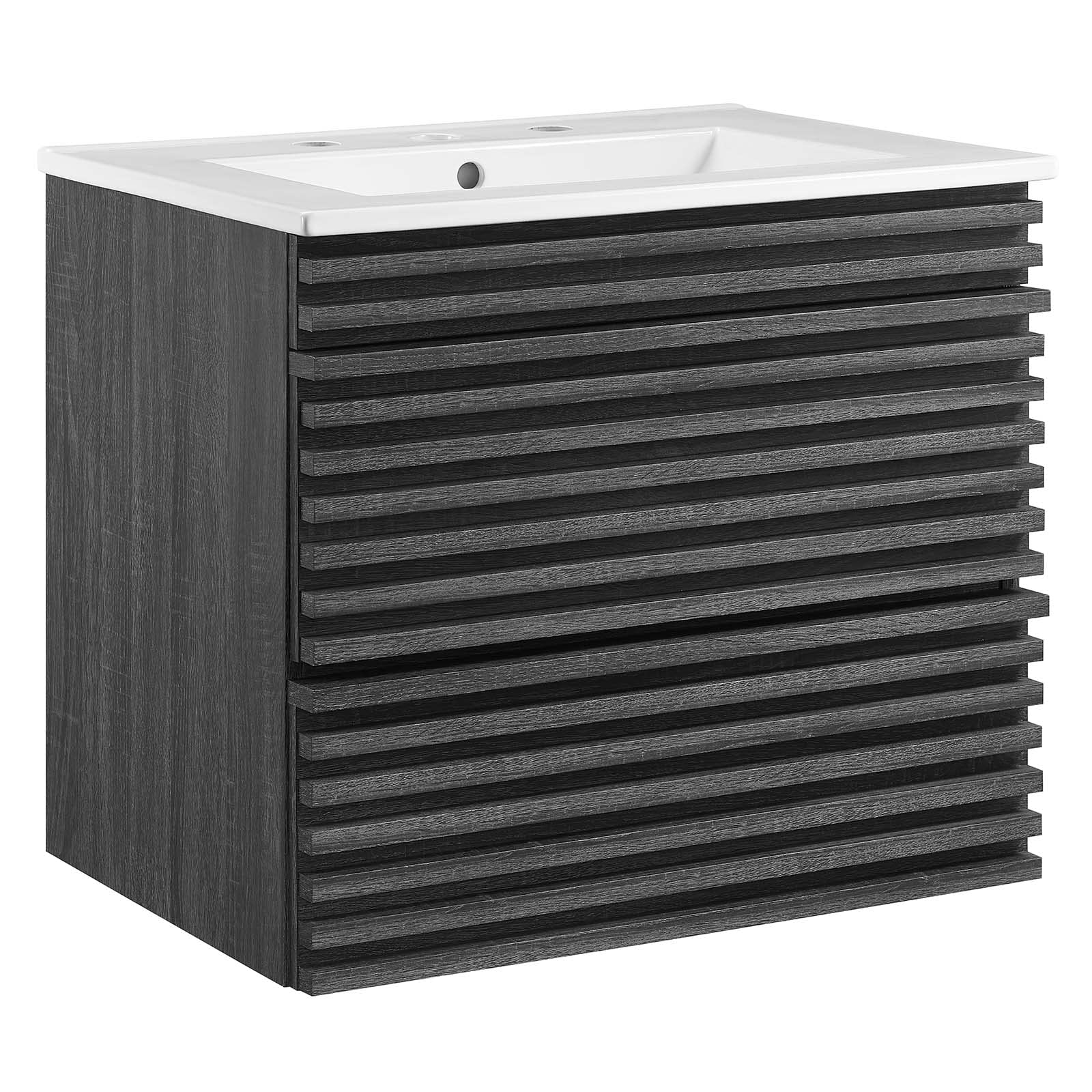 Modway Render 30" Wall-Mount Bathroom Vanity in Oak White