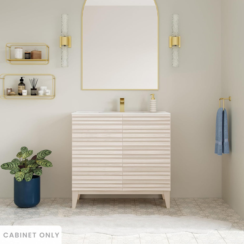 Swiss Madison Cascade 30" Freestanding Bathroom Vanity Cabinet Without Top in White Oak