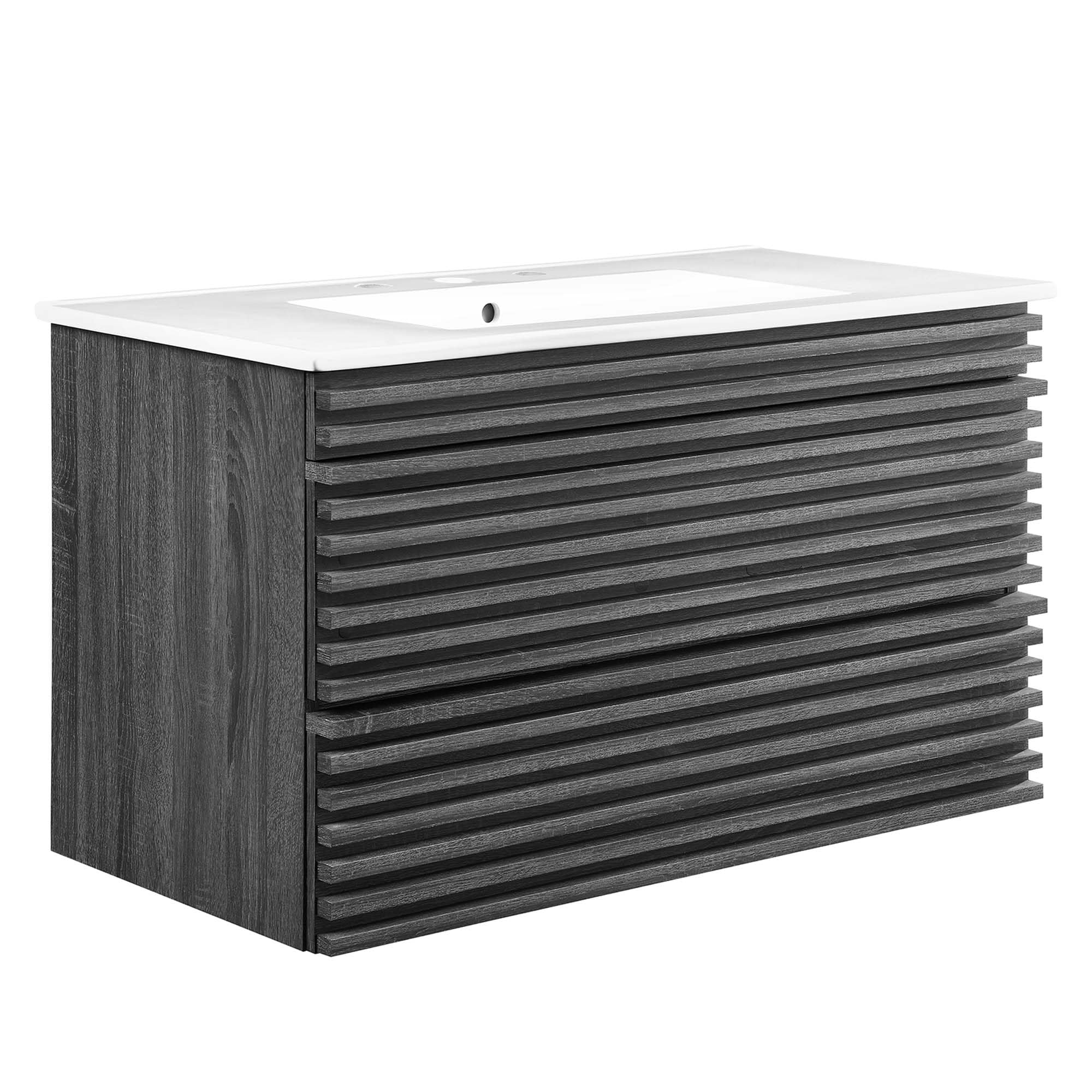 Modway Render 30" Wall-Mount Bathroom Vanity in Oak White