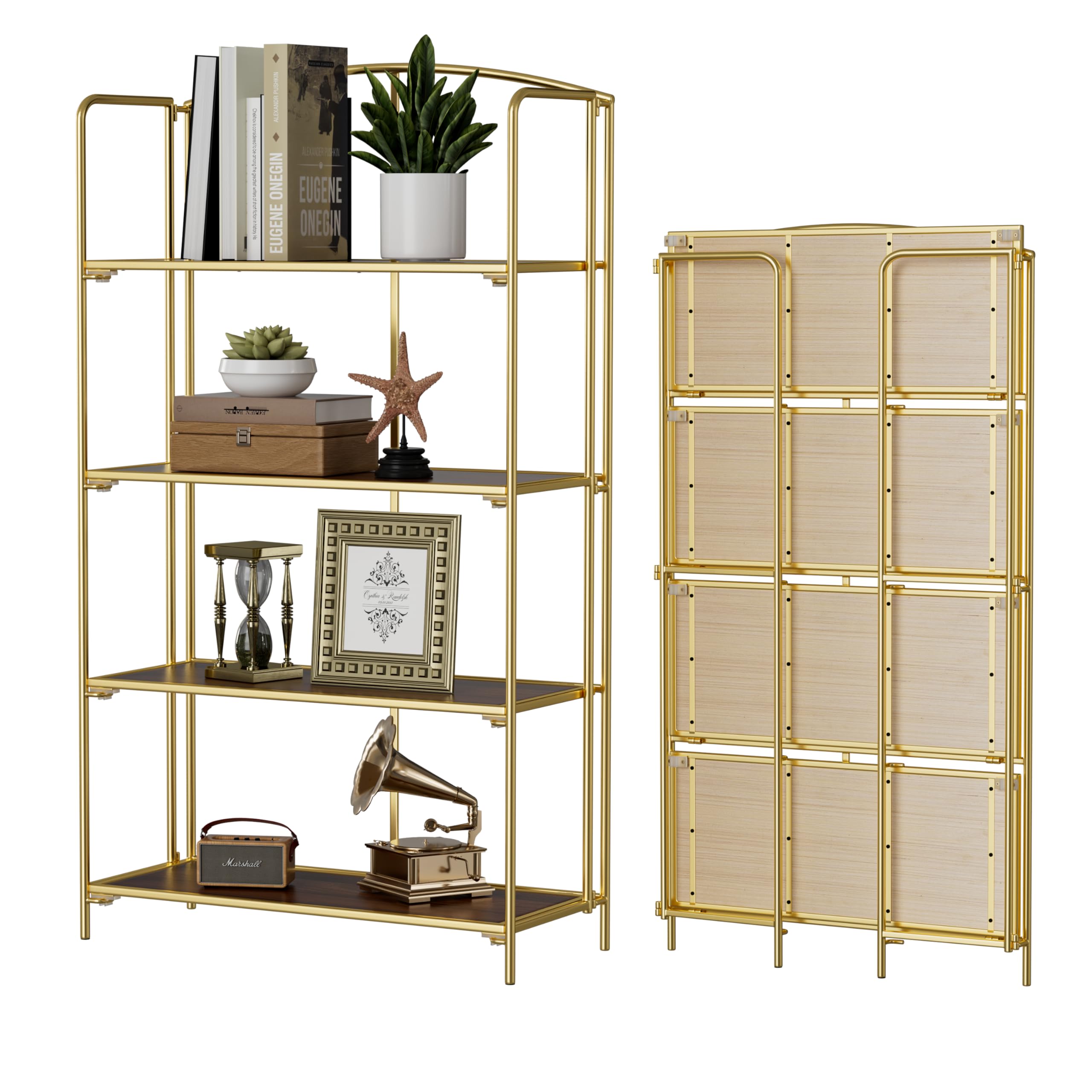 Crofy No Assembly Folding Bookshelf for Living Room, 5 Tier White Collapsible Book Shelf for Home Office, Portable Bookcase Storage Organizer